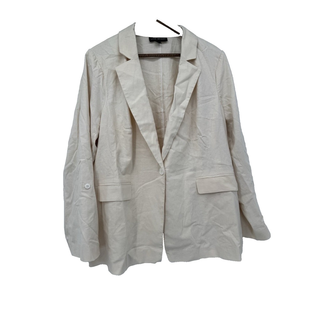 Lane Bryant ivory beige Linen Blend Blazer 18 Business spring summer lightweight